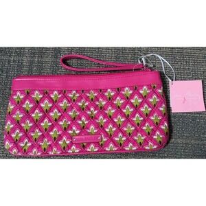 Vera Bradley Wristlet Wallet New Clutch Pink Breast Cancer Awareness 10"Trimmed